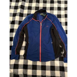 Lauren Active Ralph Lauren L-RL‎ Black Blue Orange Full Zip Jacket Sz Medium